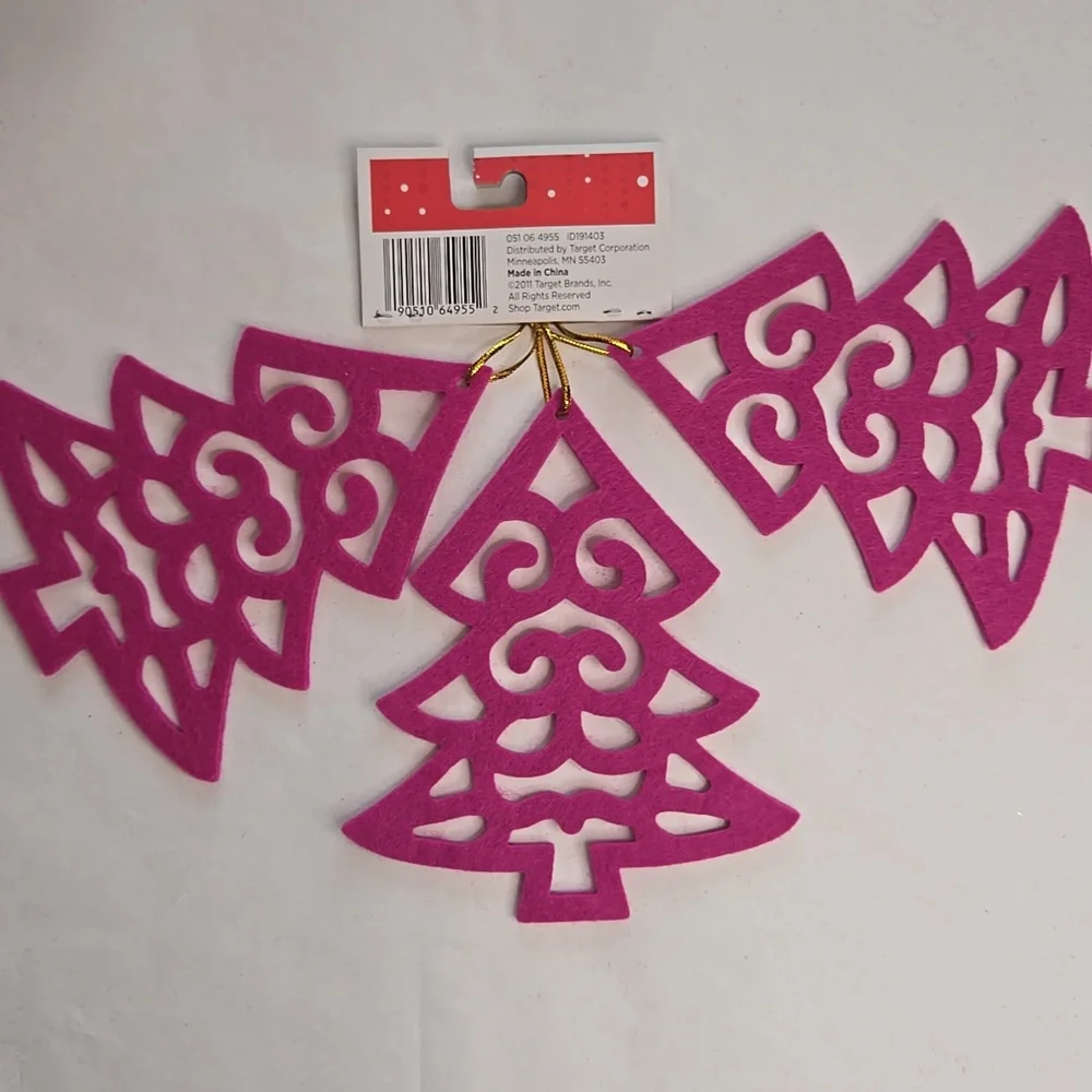 NWT 30 Die-Cut Felt Holiday Ornaments Trees Hearts Bright Colors